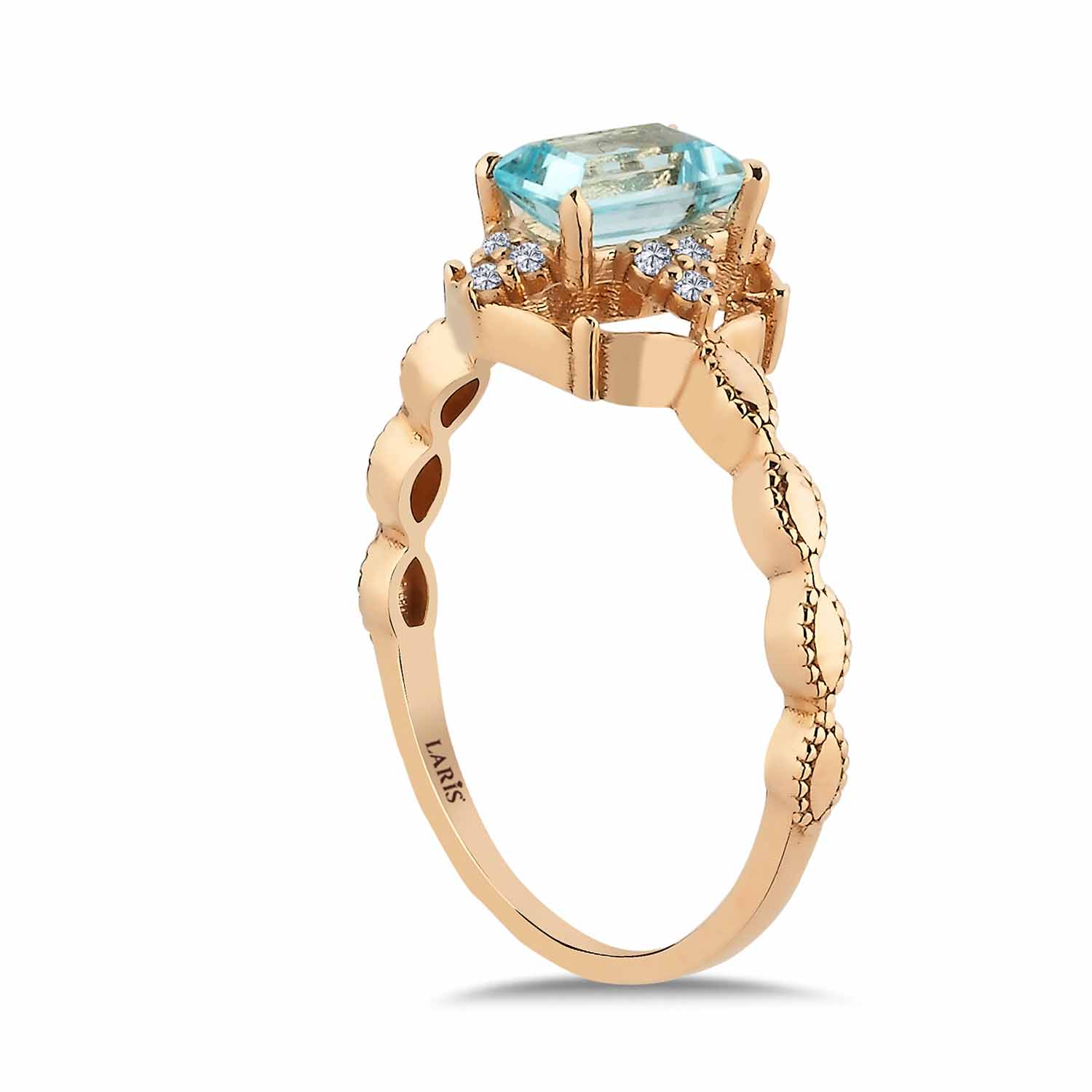 0,75 Karat Pırlanta Vintage Sky Blue Topaz Yüzük - LP09679