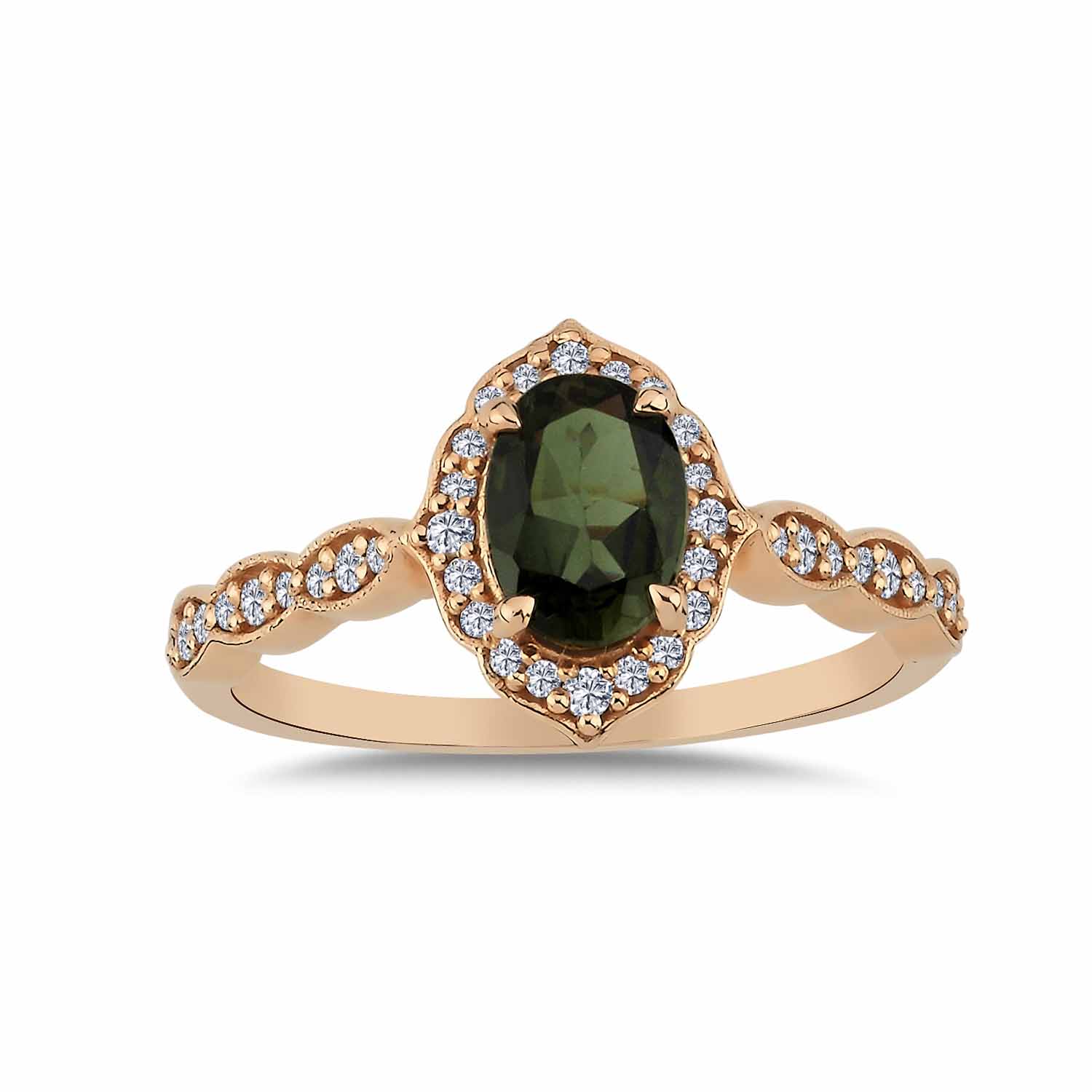 0,75 Karat Pırlanta Vintage Turmalin Yüzük - LP02785