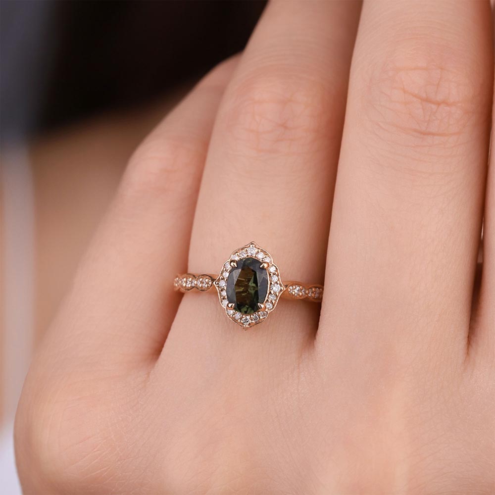 0,75 Karat Pırlanta Vintage Turmalin Yüzük - LP02785