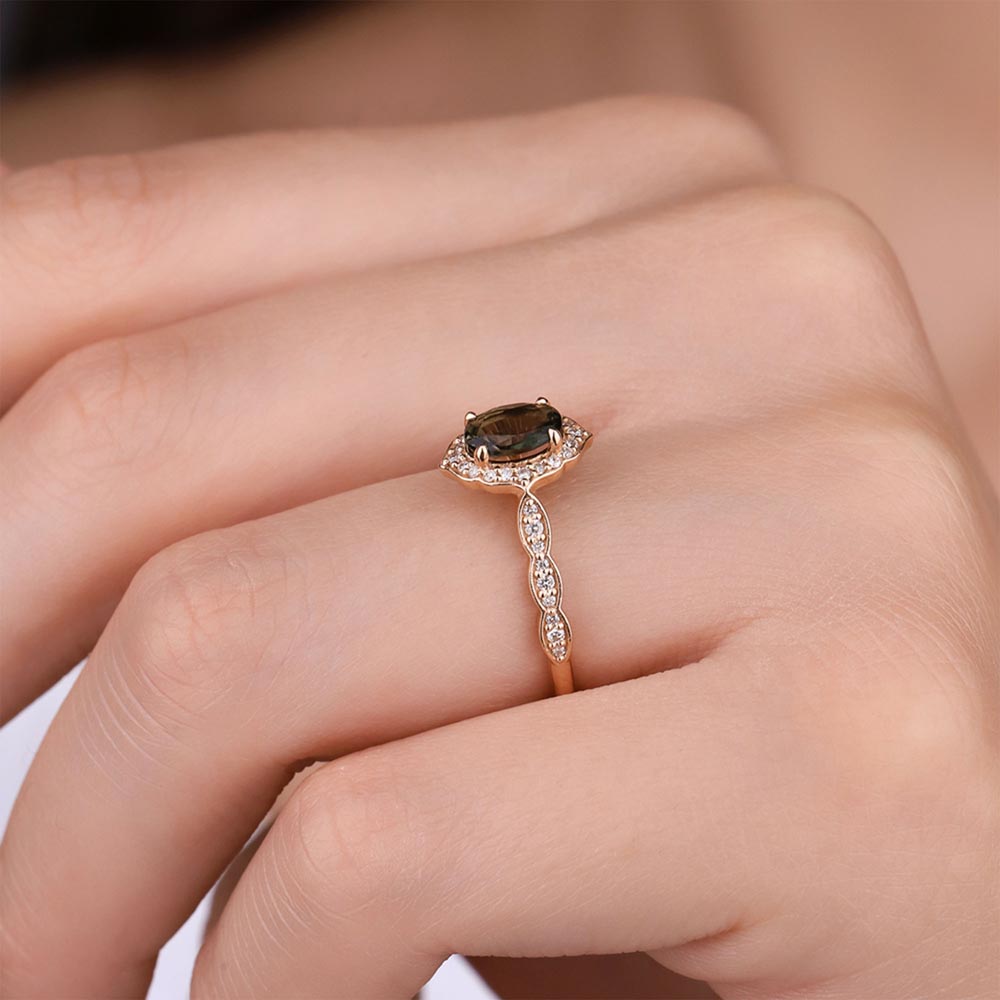 0,75 Karat Pırlanta Vintage Turmalin Yüzük - LP02785