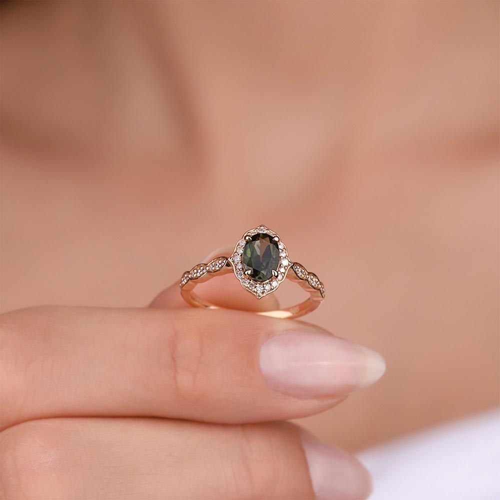 0,75 Karat Pırlanta Vintage Turmalin Yüzük - LP02785