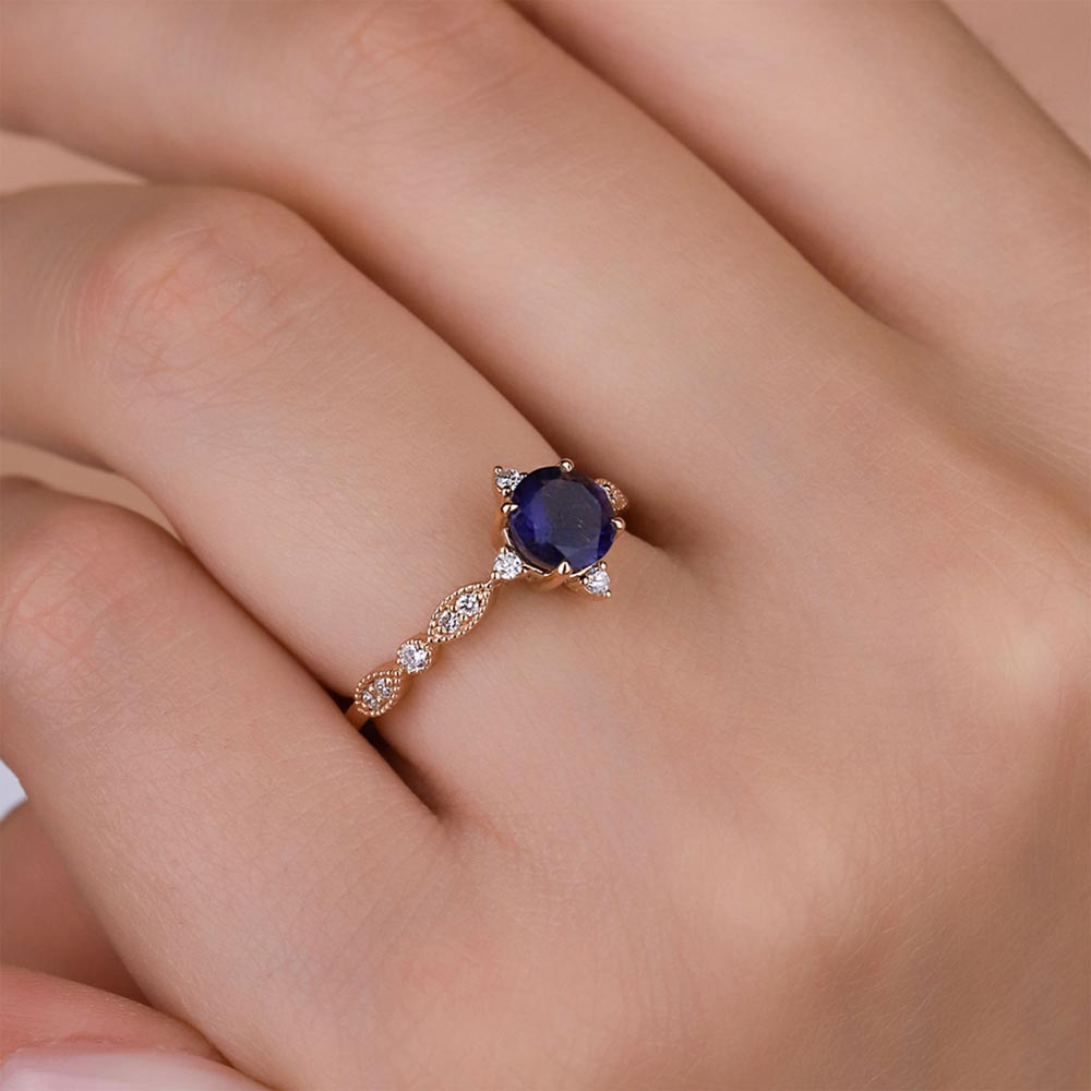 0,77 Karat Pırlanta Vintage İolite Yüzük - LP02776