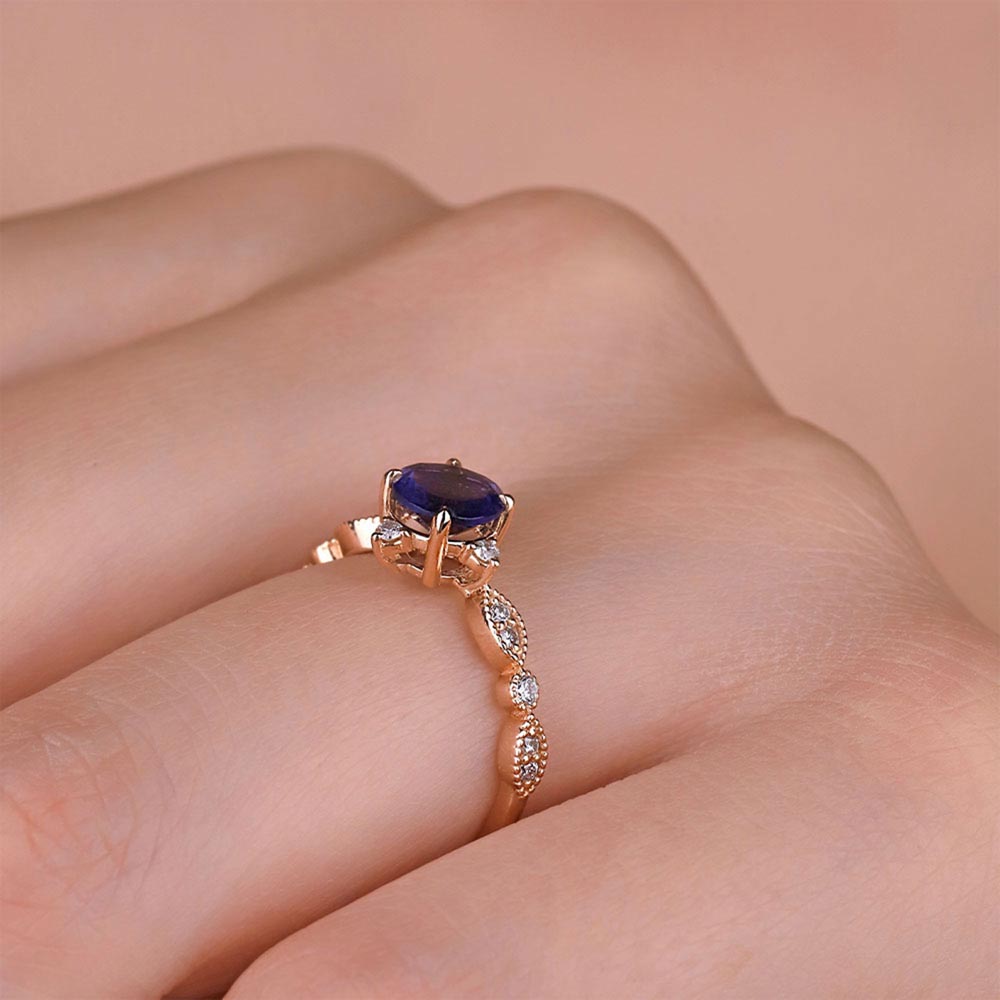 0,77 Karat Pırlanta Vintage İolite Yüzük - LP02776