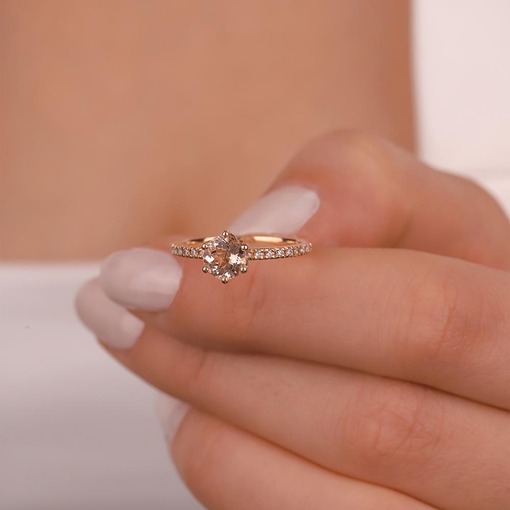 0,78 Karat Pırlanta Vintage Morganit Yüzük - LP03118