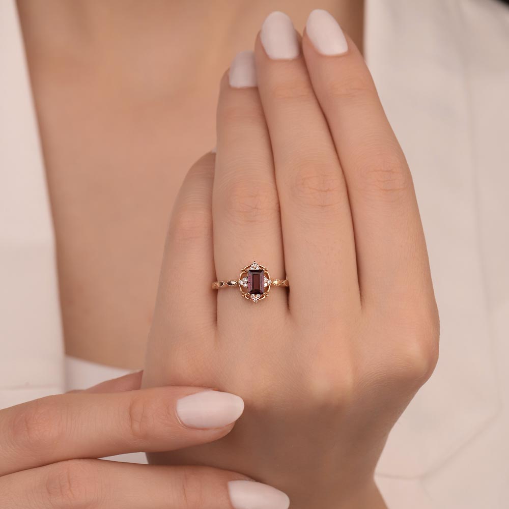 0,78 Karat Pırlanta Vintage Rhodolite Yüzük - LP03579
