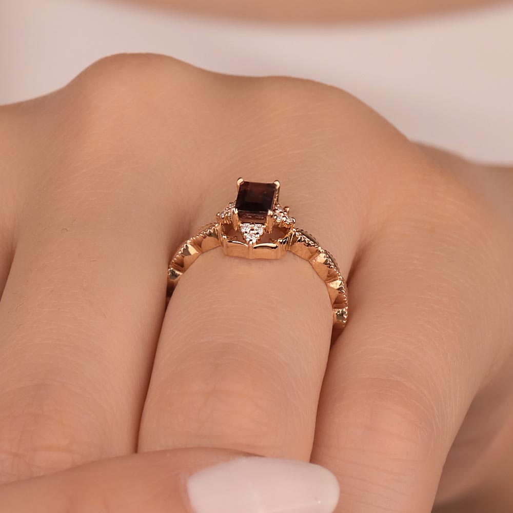 0,78 Karat Pırlanta Vintage Rhodolite Yüzük - LP03579