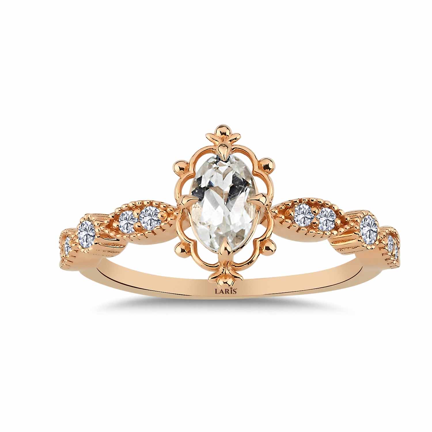 0,80 Karat Pırlanta Vintage Beyaz Topaz Yüzük - LP07934