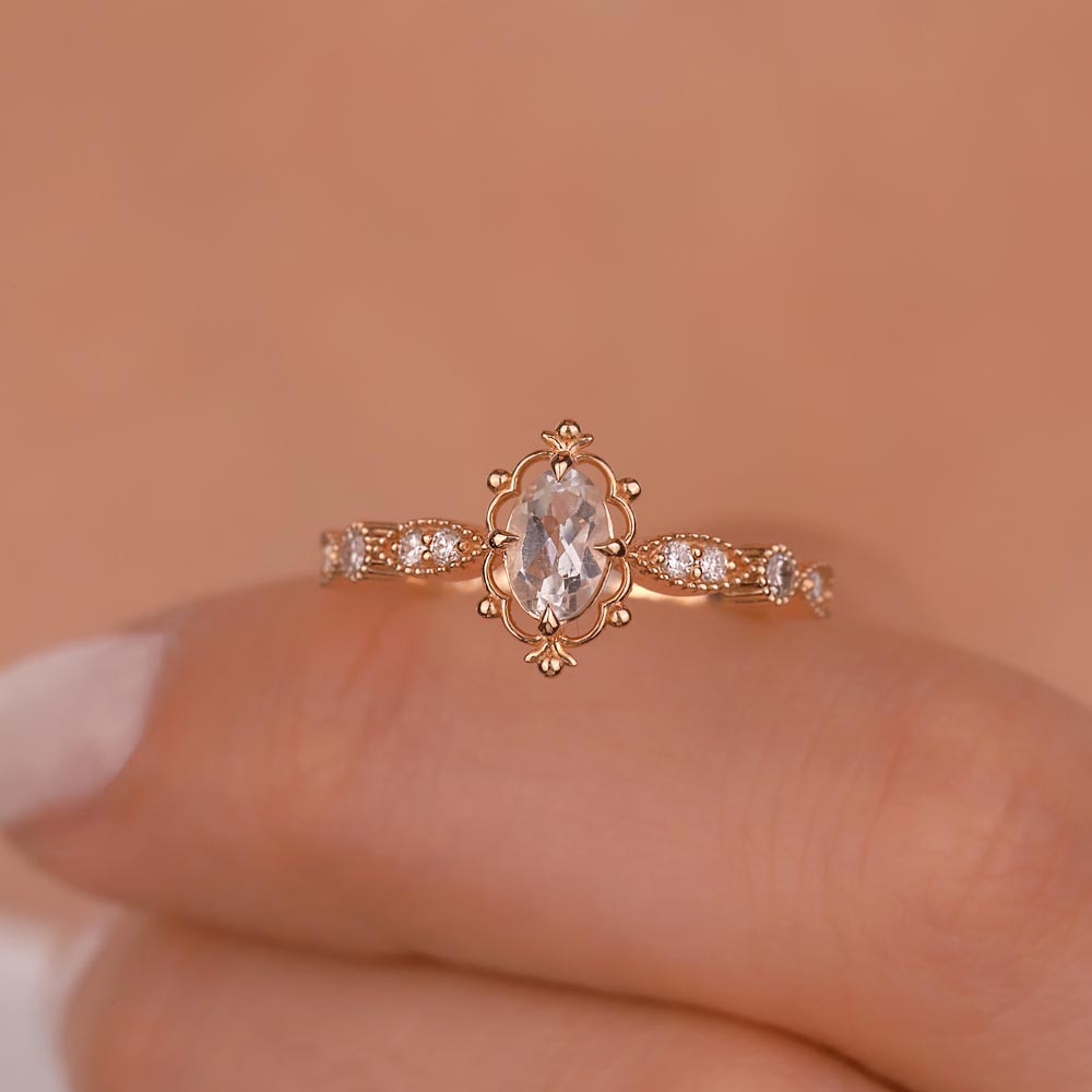 0,80 Karat Pırlanta Vintage Beyaz Topaz Yüzük - LP07934