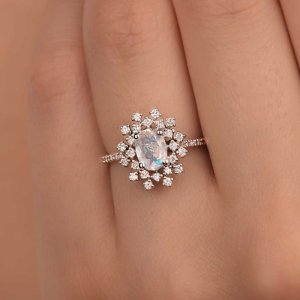 0,81 Karat Pırlanta Opal Kar Tanesi Yüzük - LP05991