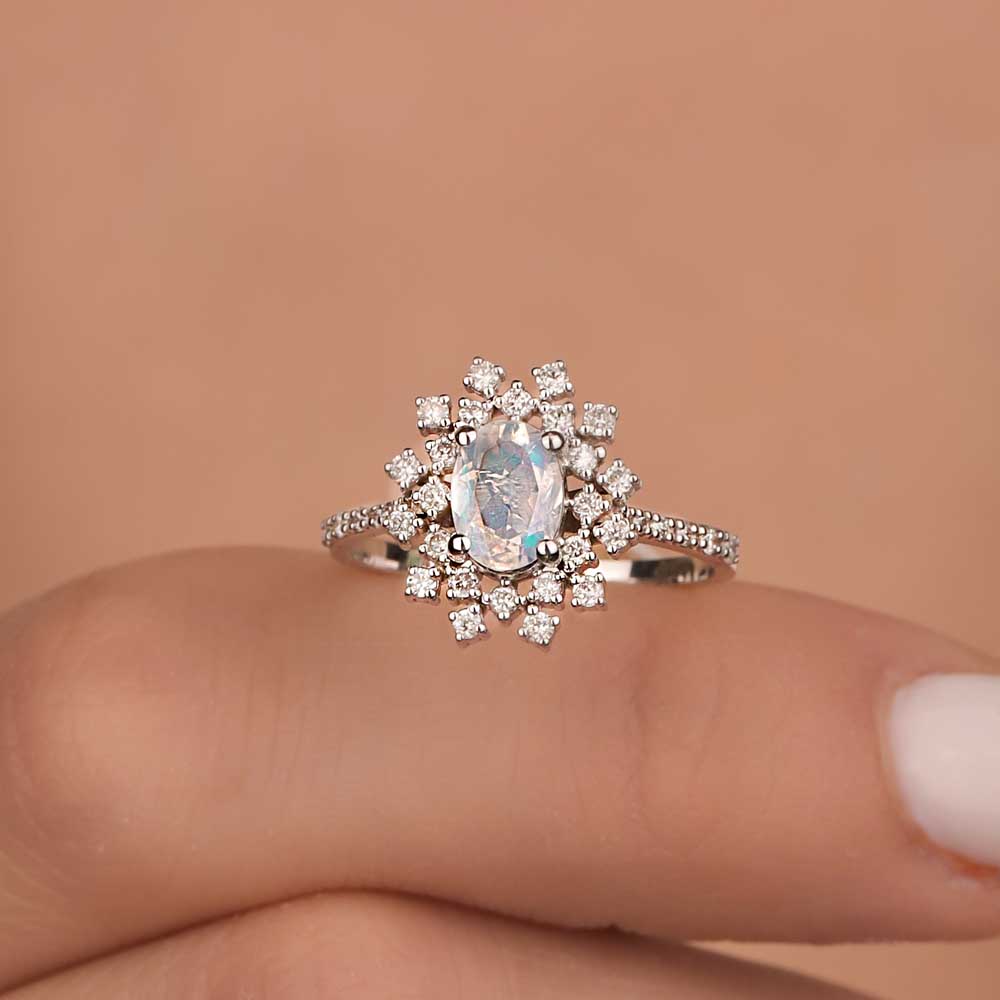 0,81 Karat Pırlanta Opal Kar Tanesi Yüzük - LP05991