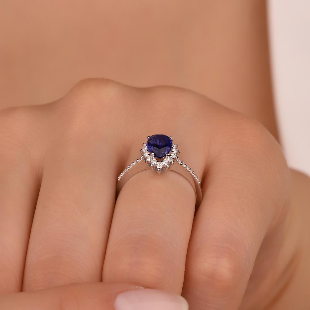 0,82 Karat Pırlanta Damla Royale Safir Yüzük - LP09602