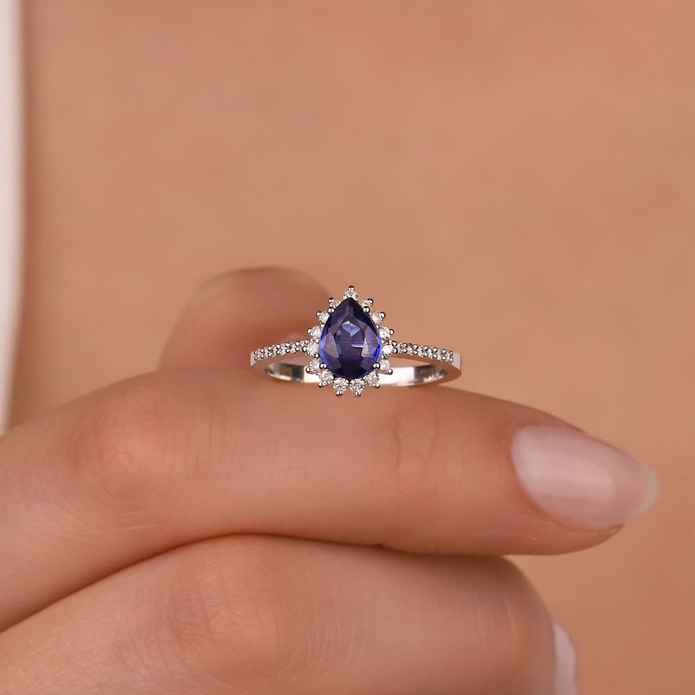 0,82 Karat Pırlanta Damla Royale Safir Yüzük - LP09602