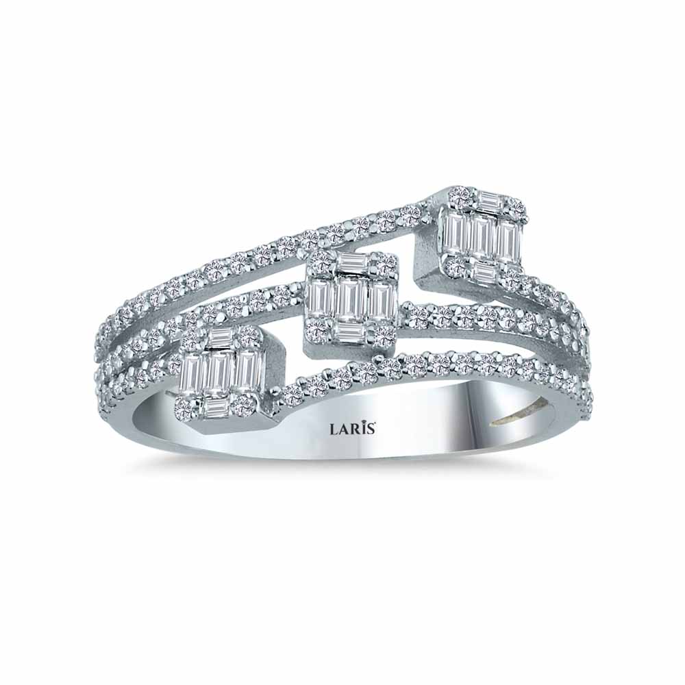0,82 Karat Pırlanta Özel Tasarım Tria Baget Yarımtur Yüzük - LP02761