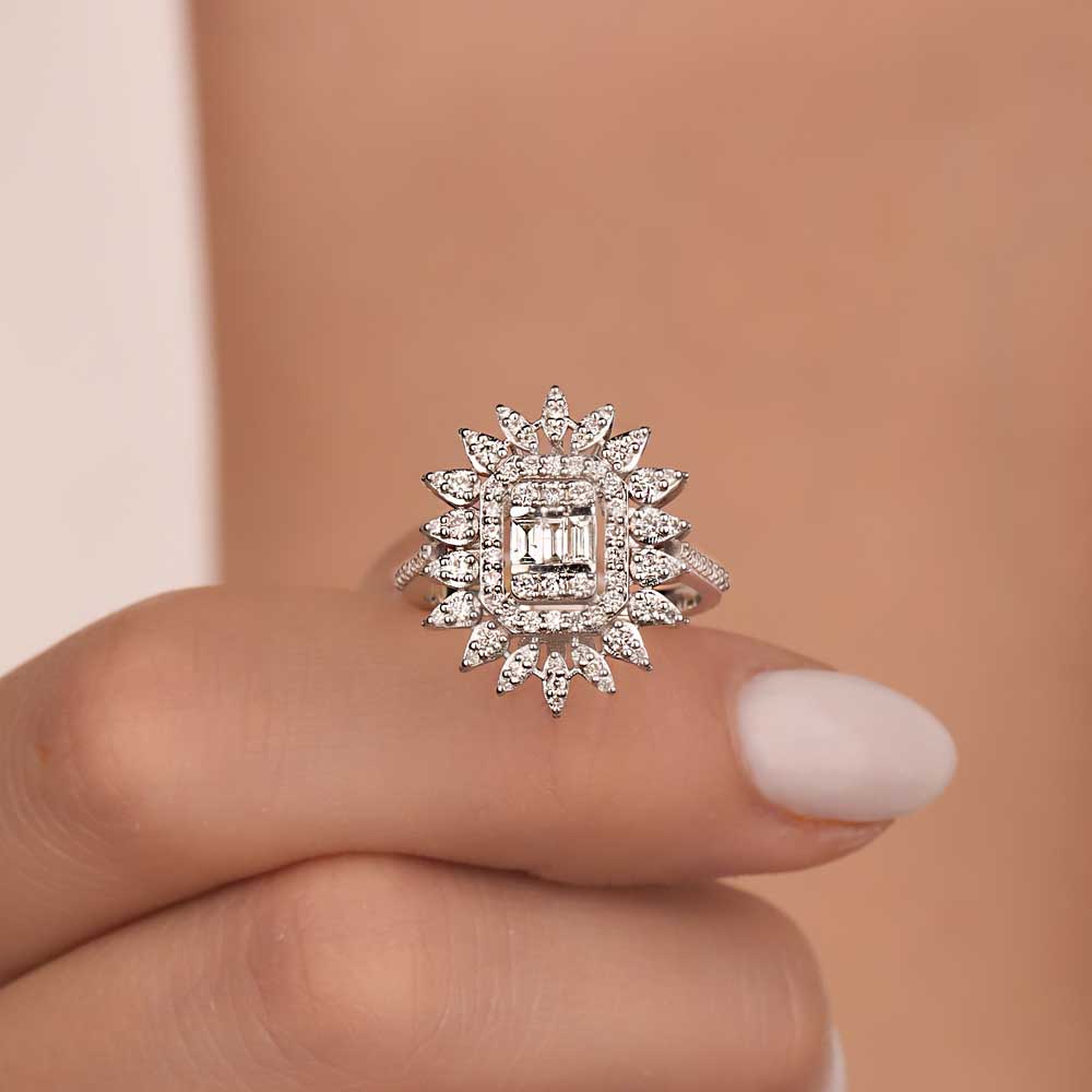 0,84 Karat Pırlanta Özel Tasarım Baget Yüzük - LP05160