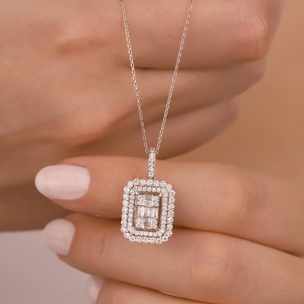 0,85 Karat Pırlanta Baget Kolye - LP11798