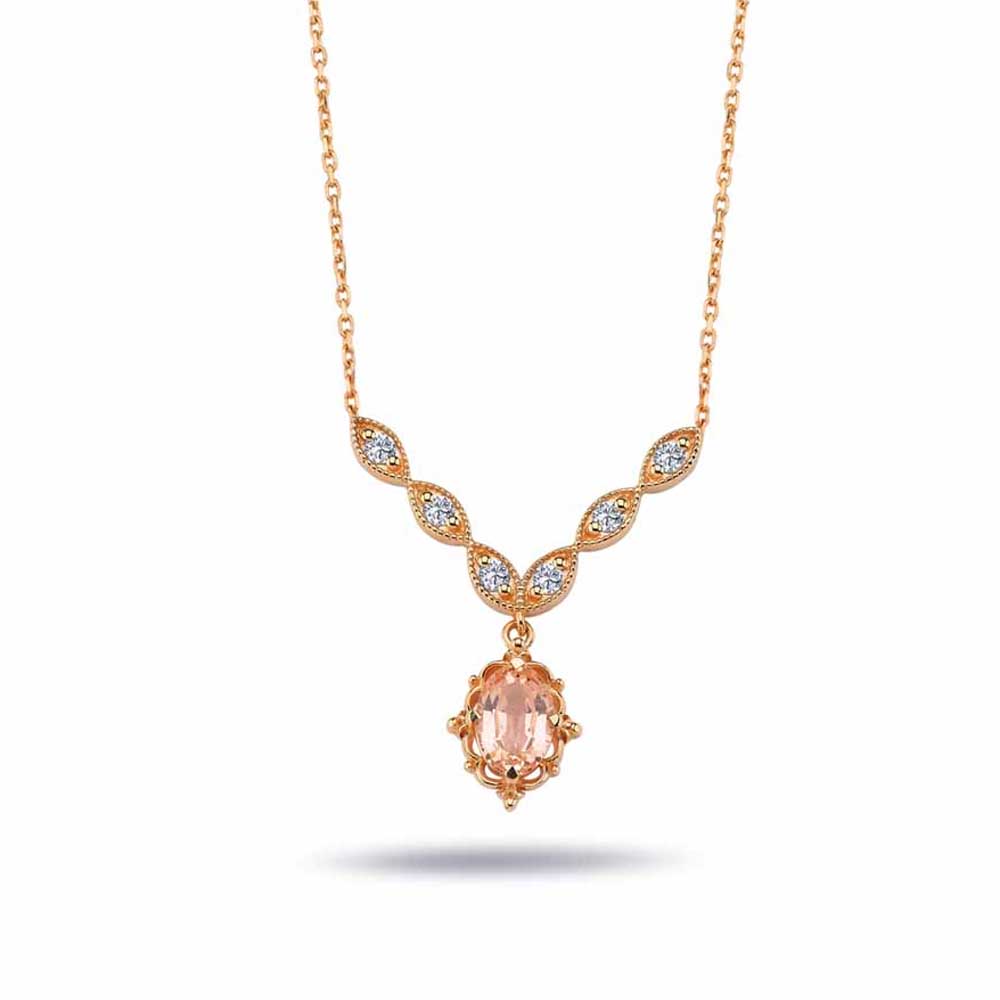 0,86 Karat Pırlanta Vintage Morganit Kolye - LP10047