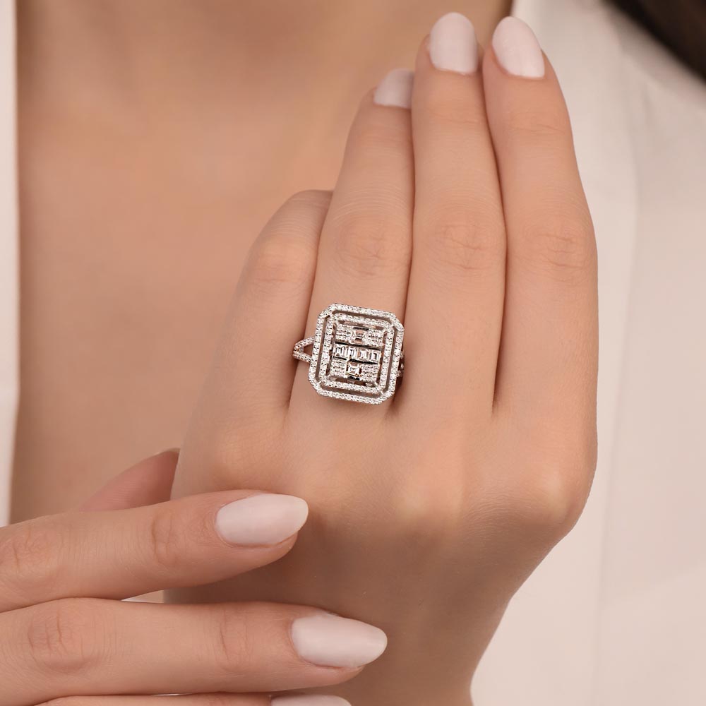 0,88 Karat Pırlanta Mega Çift Kollu Baget Yüzük - LP11848