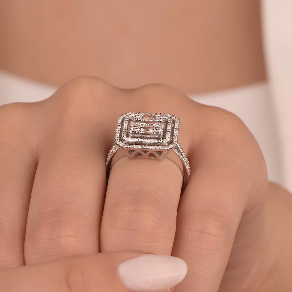 0,88 Karat Pırlanta Mega Çift Kollu Baget Yüzük - LP11848