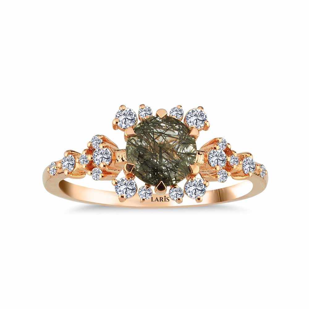 0,92 Karat Pırlanta Vintage Black Rutile Kuvars Yüzük - LP05069