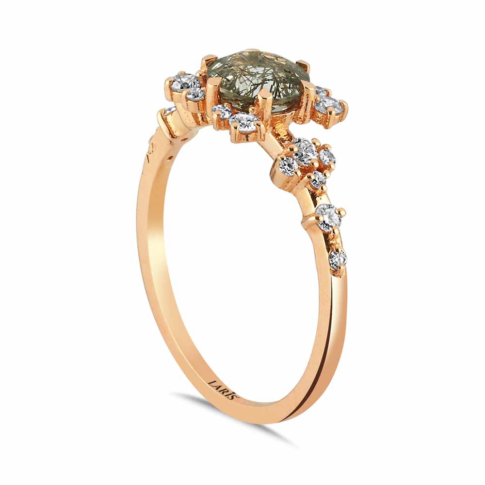 0,92 Karat Pırlanta Vintage Black Rutile Kuvars Yüzük - LP05069