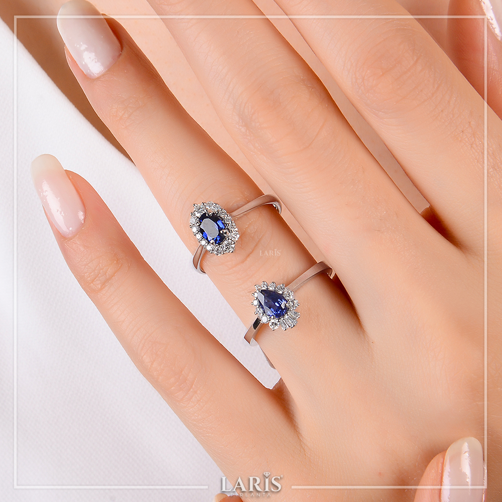 0,93 Karat Pırlanta Oval Kesim Royale Safir Yüzük - LP00654