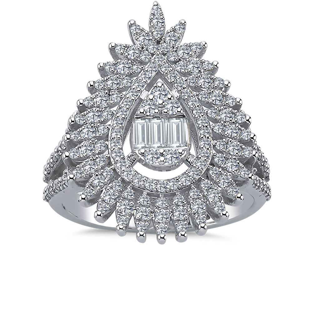 0,95 Karat Damla Pırlanta Mega Baget Yüzük - LP05594