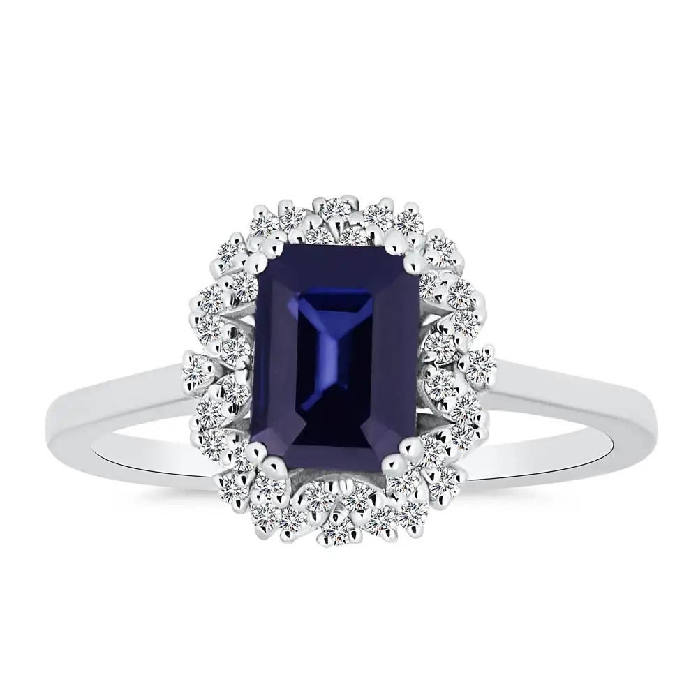 0,95 Karat Pırlanta Baget Royale Safir Yüzük - LP08846