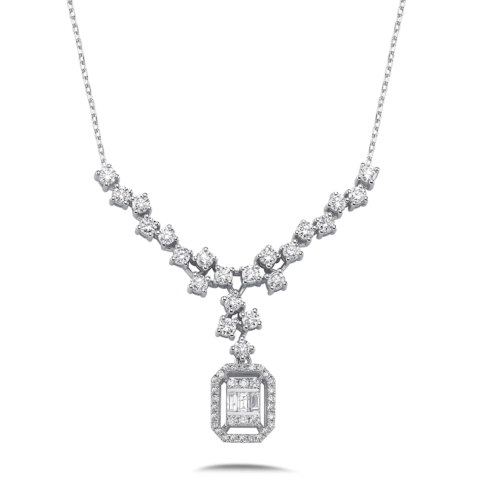 1.0 Karat Pırlanta Baget  Kolye - LP07088