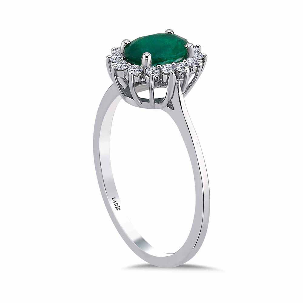 1,00 Karat Pırlanta Oval Anturaj Jasmine Zümrüt Yüzük - LP10050
