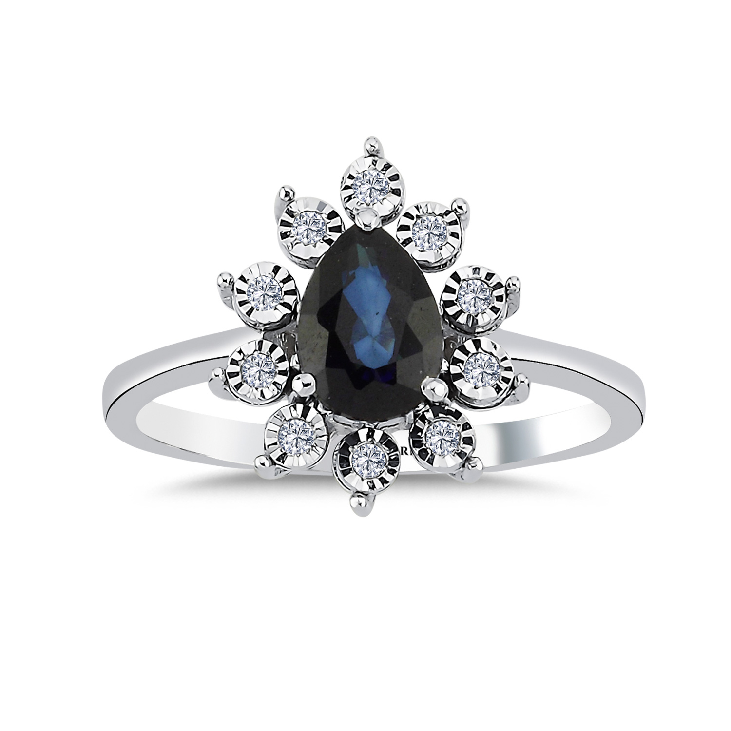 1,08 Karat Pırlanta Kalem İşlemeli Damla Royale Safir Yüzük - LP02600