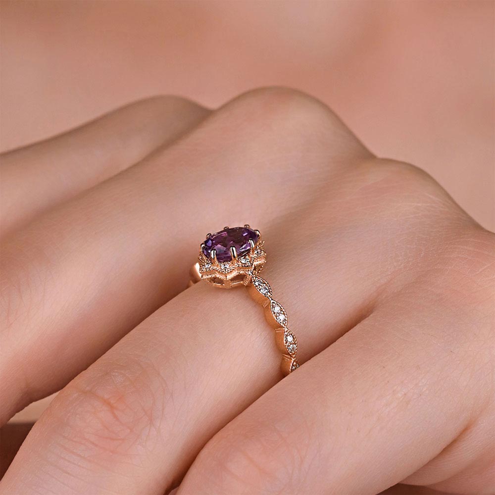 1,16 Karat Pırlanta Alexandrit Vintage Yüzük - LP09662