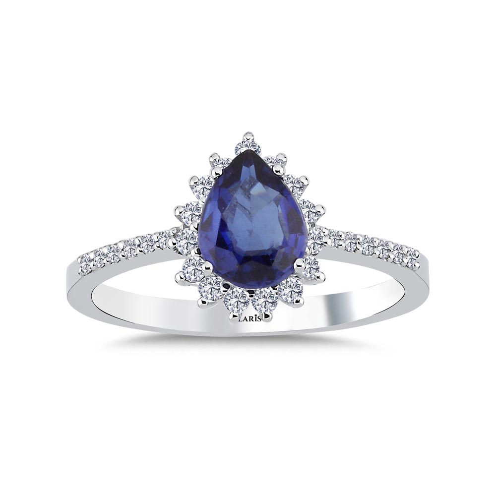 1.25 Karat Pırlanta Damla Royale Safir Yüzük - LP08094