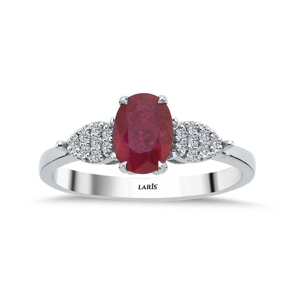 1,25 Karat Pırlanta Oval Kesim Stern Yakut Yüzük - LP05481