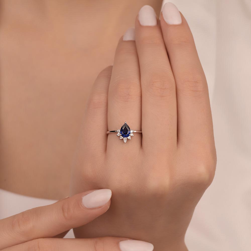 1,26 Karat Pırlanta Damla Royale Safir Yüzük - LP02939