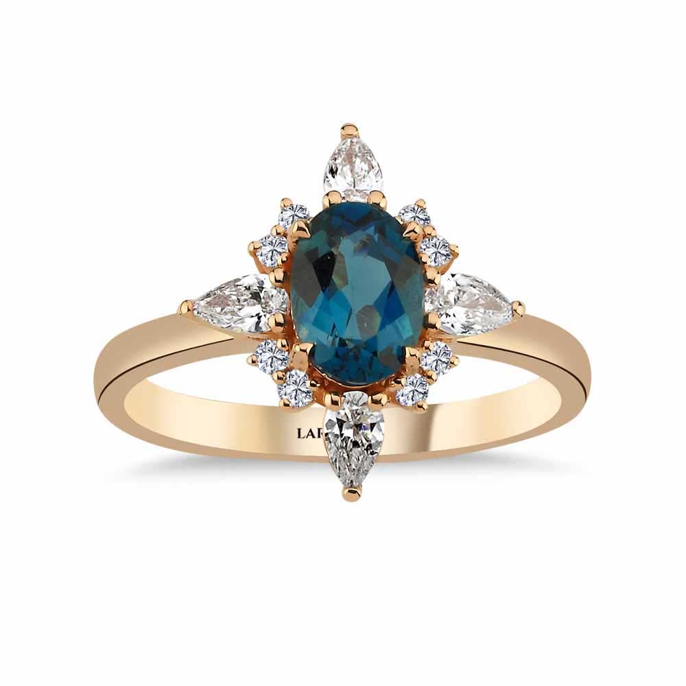 1,27 Karat Pırlanta Vintage London Blue Topaz Yüzük - LP05789