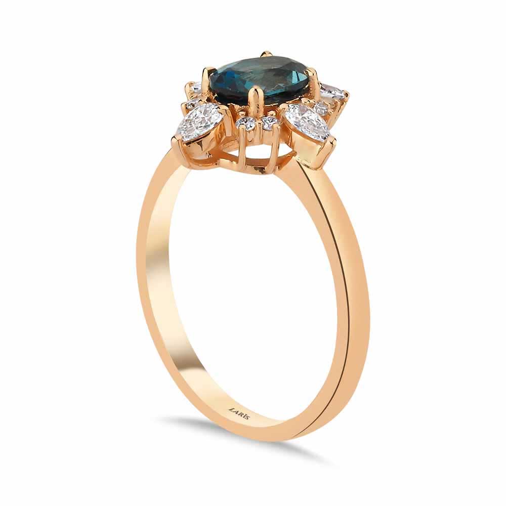 1,27 Karat Pırlanta Vintage London Blue Topaz Yüzük - LP05789