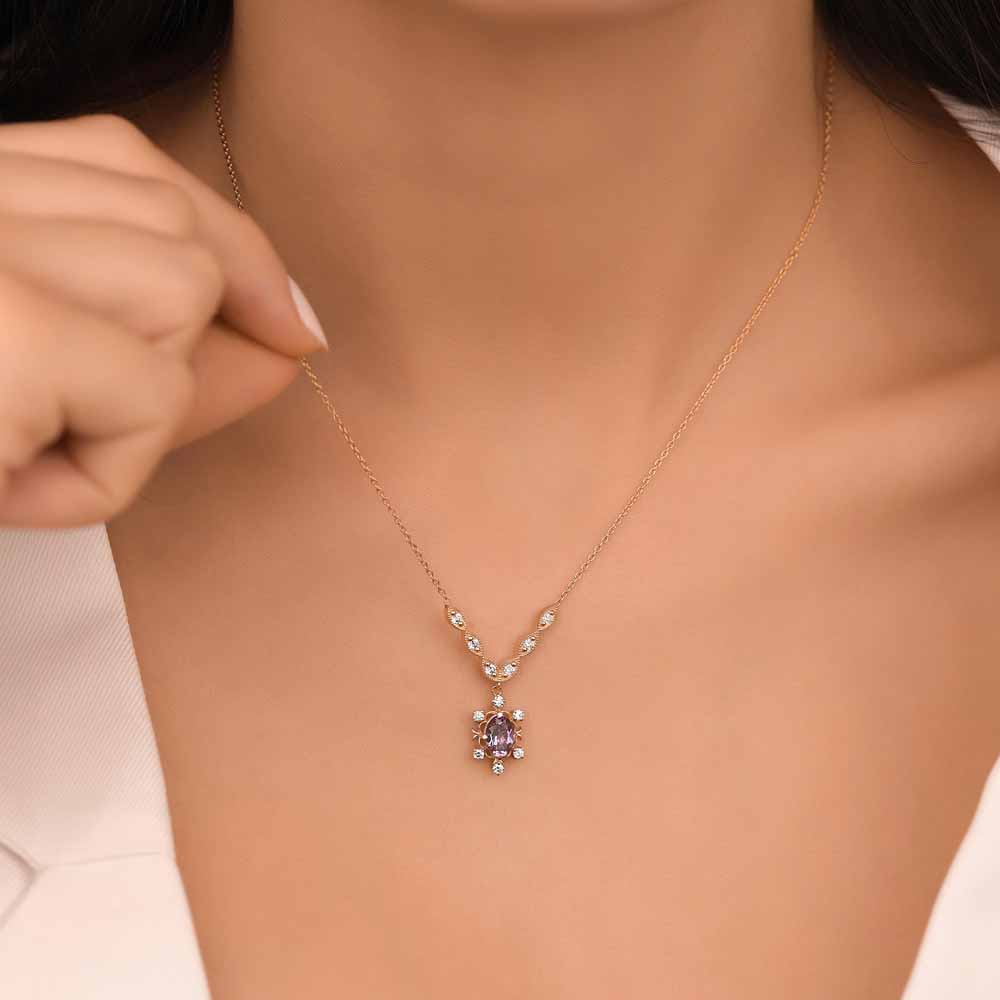 1,32 Karat Pırlanta Vintage Alexandrit Kolye - LP06141