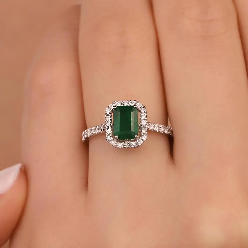 1.42 Karat Pırlanta Jasmine Zümrüt Yüzük - LP05163