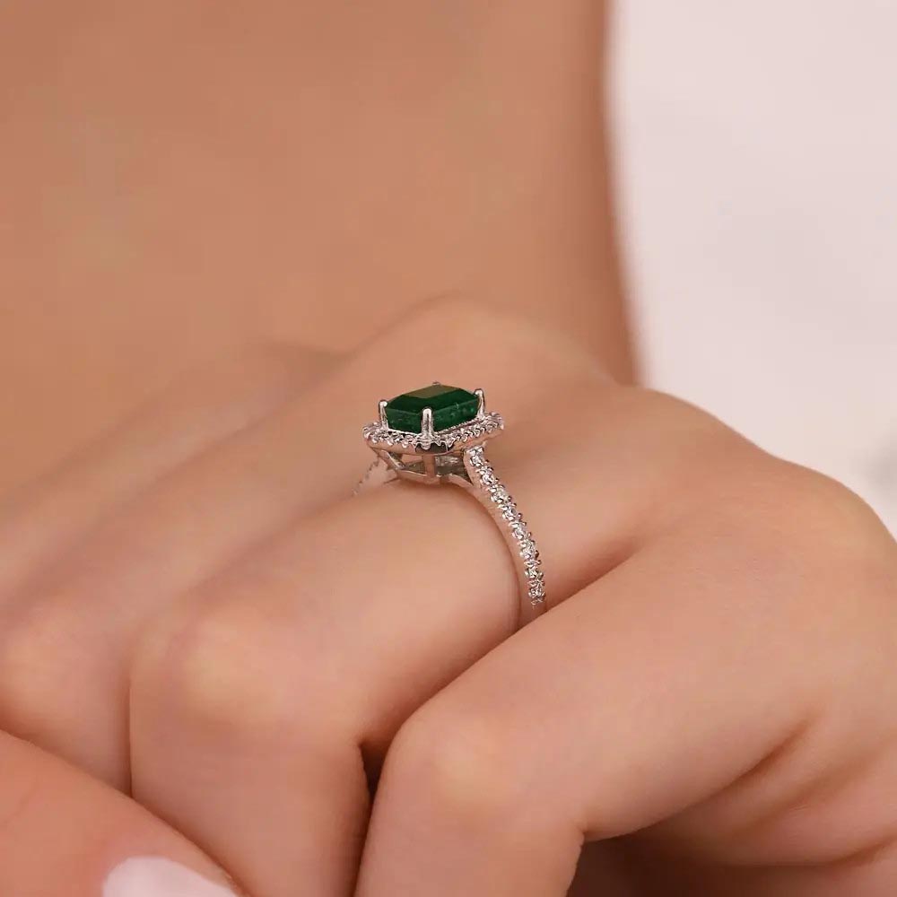 1.42 Karat Pırlanta Jasmine Zümrüt Yüzük - LP05163