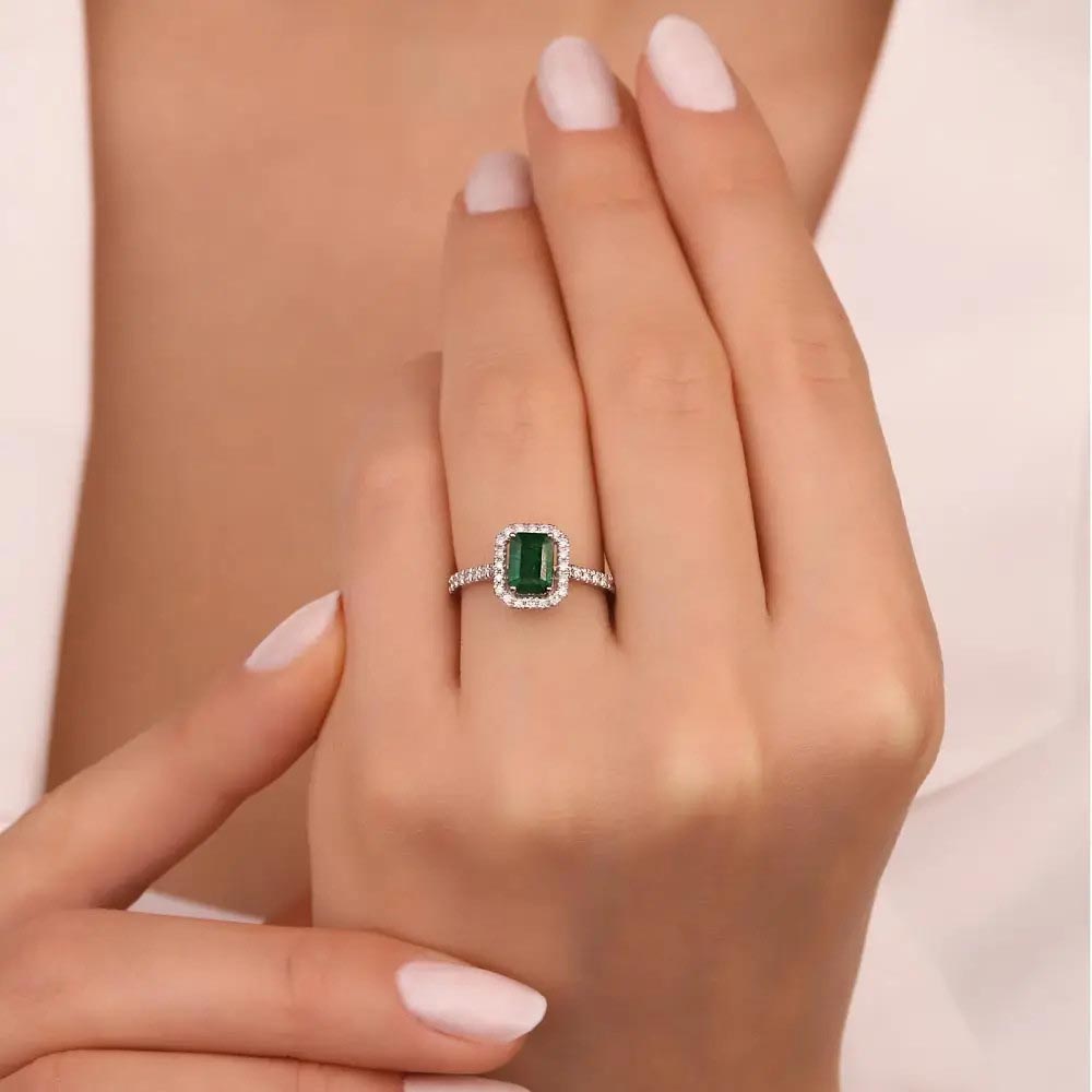 1.42 Karat Pırlanta Jasmine Zümrüt Yüzük - LP05163