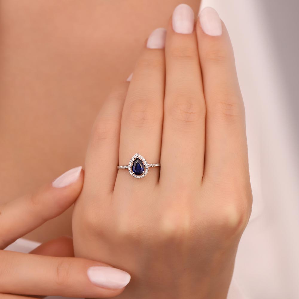 1,43 Karat Pırlanta Damla Royale Safir Yüzük - LP06744