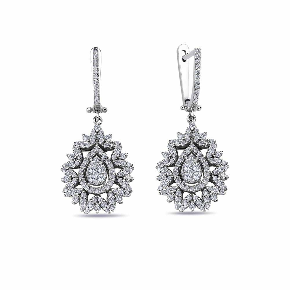 1,53 Karat Pırlanta Özel Tasarım Damla Coronet Küpe - LP12057