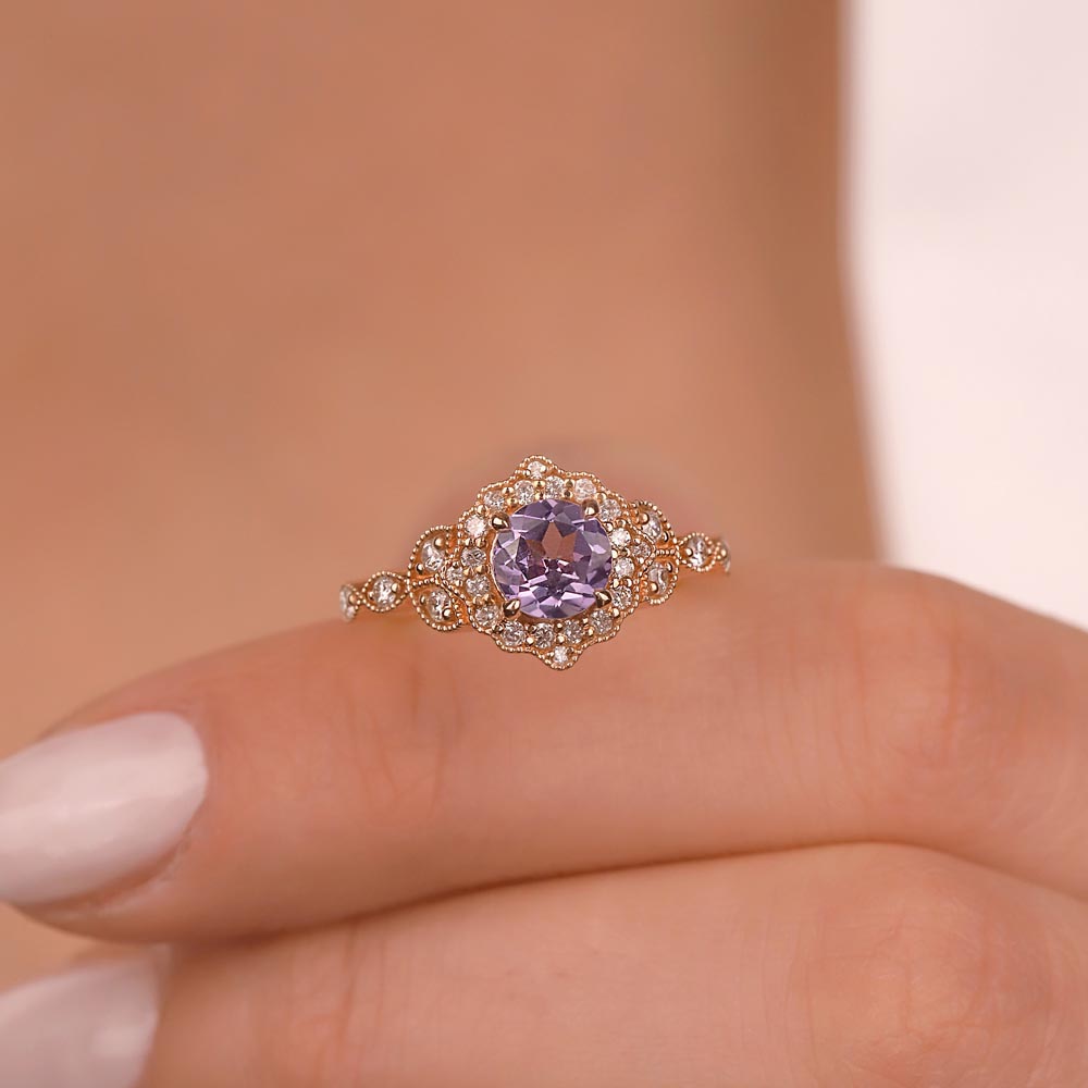 1,55 Karat Pırlanta Vintage Alexandrit Yüzük - LP05717