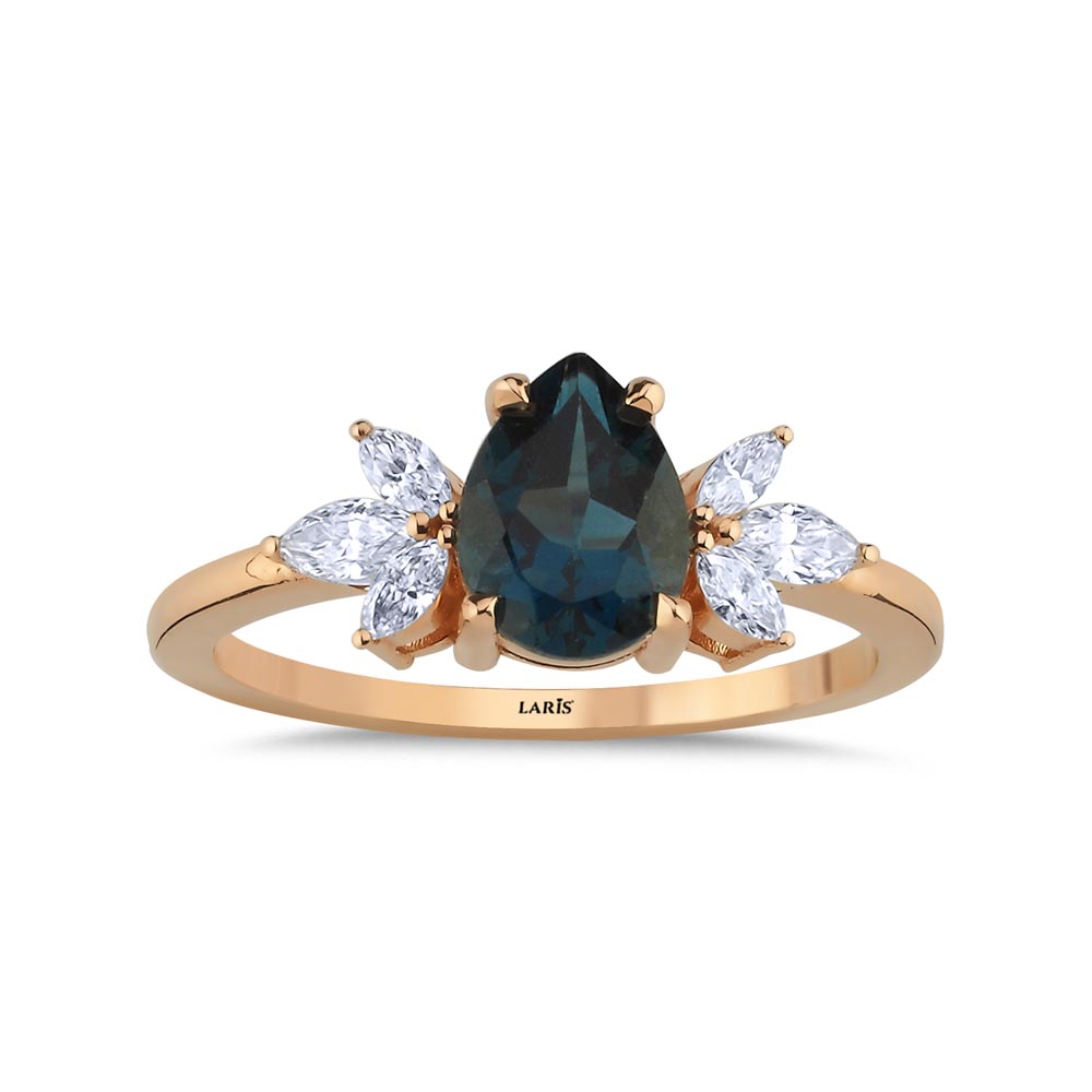 1,57 Karat Pırlanta London Blue Topaz Vintage Yüzük - LP06191