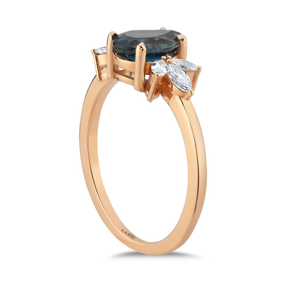 1,57 Karat Pırlanta London Blue Topaz Vintage Yüzük - LP06191