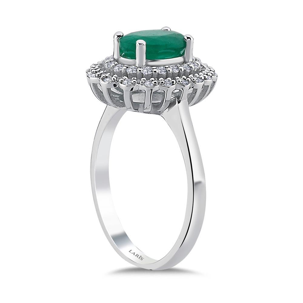 1,59 Karat Pırlanta Oval Jasmine Zümrüt Yüzük - LP06142