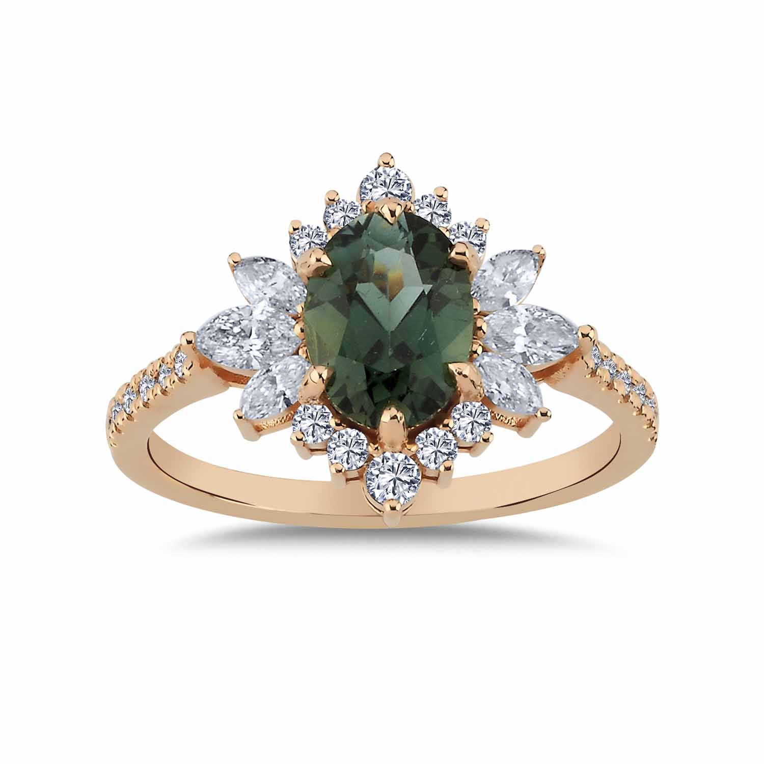 1,62 Karat Pırlanta Vintage Turmalin Yüzük - LP02791