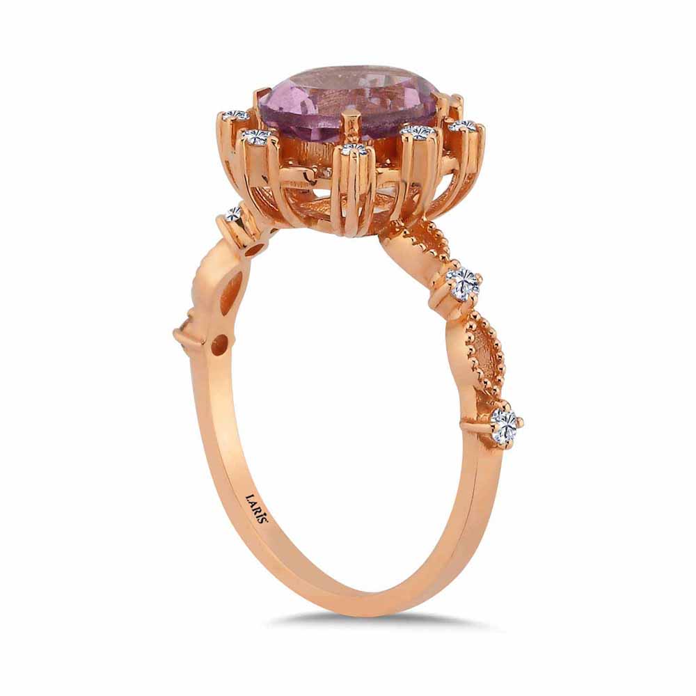 1.81 Karat Pırlanta Vintage Damla Ametist Yüzük - LP04959