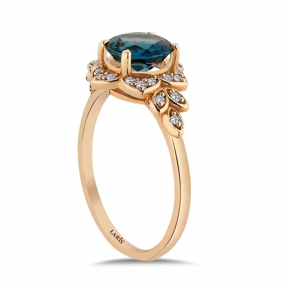 1,83 Karat Pırlanta London Blue Topaz Vintage Yüzük - LP11712