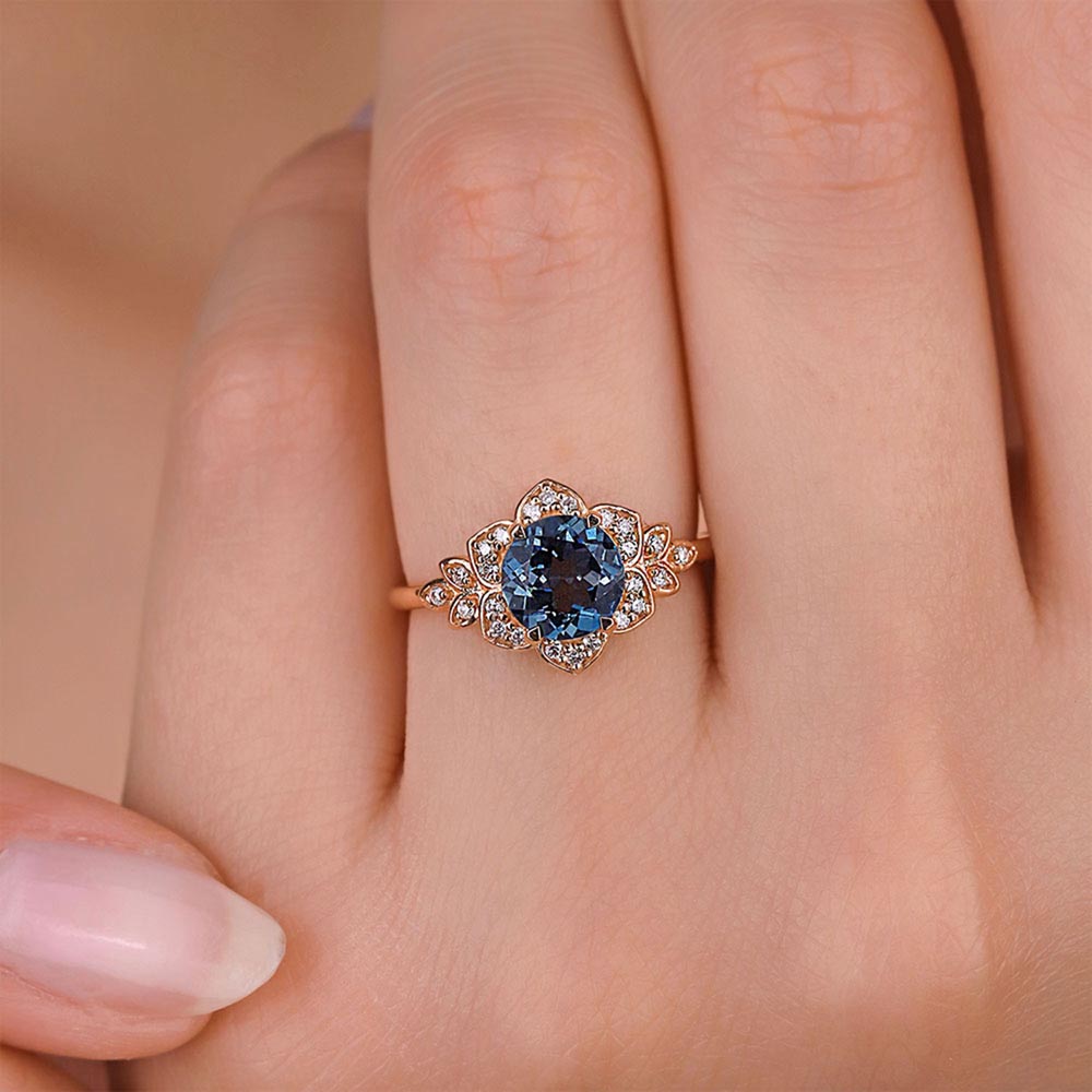 1,83 Karat Pırlanta London Blue Topaz Vintage Yüzük - LP11712